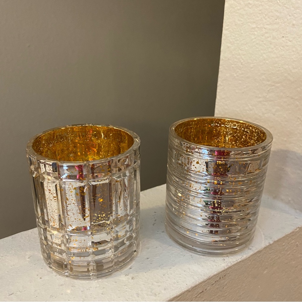 Home Worx by Harry Slatkin Candle Holders. Set of 2.Never Used.Mirrored Glass. - Picture 1 of 4